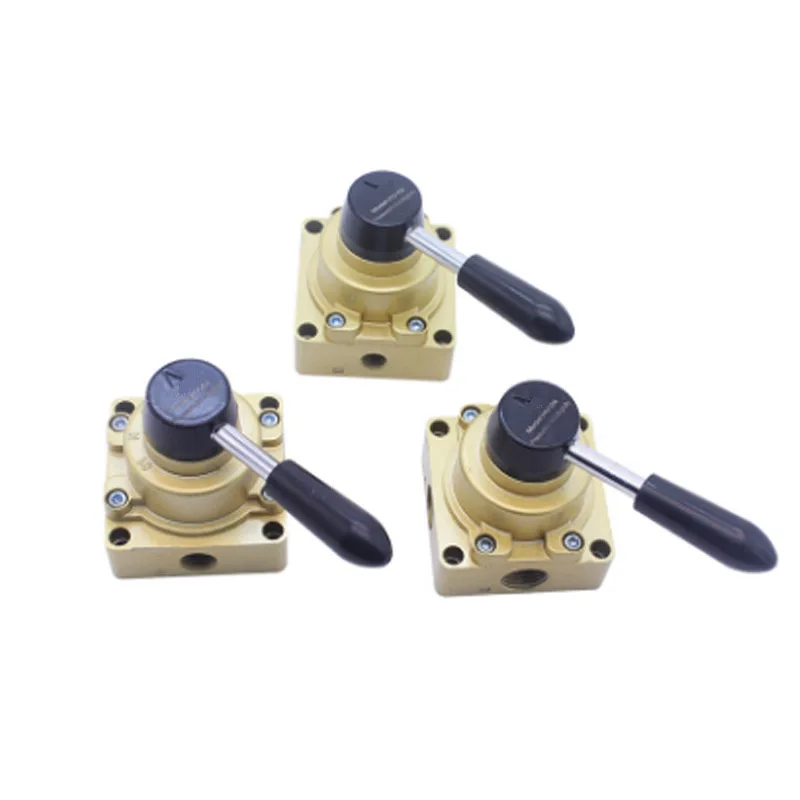HV-02/03/04/200D 3 Position 4 Way 1/4&quot 3/8&quot1/2&quotThread Hand Lever Operated Pneumatic Valve Rotary Manual Control |