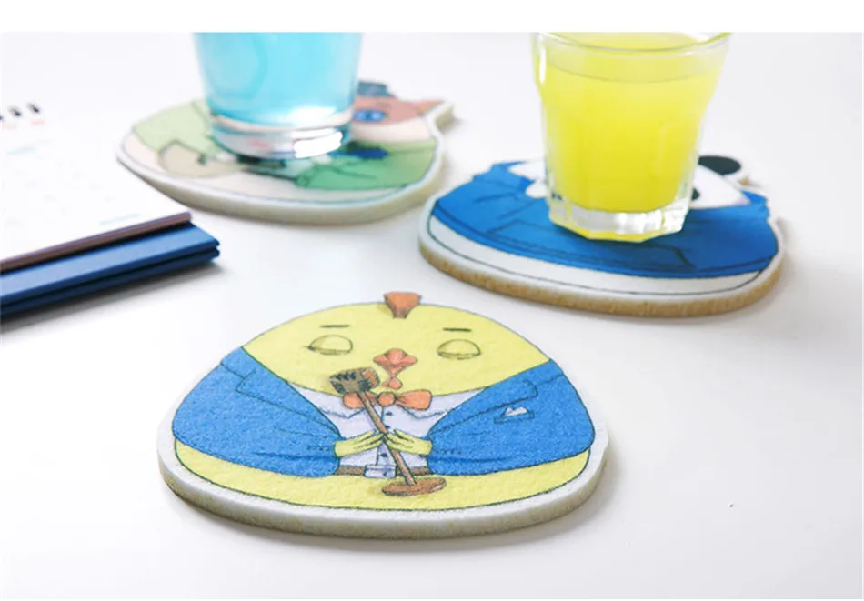 Felt Cartoon Creative Cute Coaster Coffee Tea Cup Mug Drink Glass Pads Insulation Waterproof Desktop Non-slip Mat Kitchen Decor  (4)