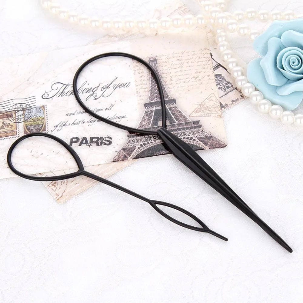 OLD STREET 1Set (large and samll) Black Plastic Magic Hair Braid Ponytail Maker Clip Tool Simple Hair Style Accessories Styling