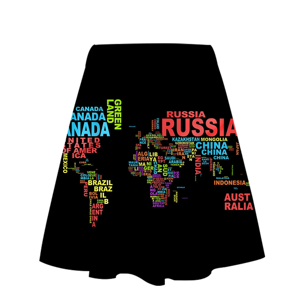 

WORLD MAP 2019 3D Printed New Style Skirt Casual Pop Skirts New Beach Sexy Kpops Women Hot Sale Fashion Cool Skirts