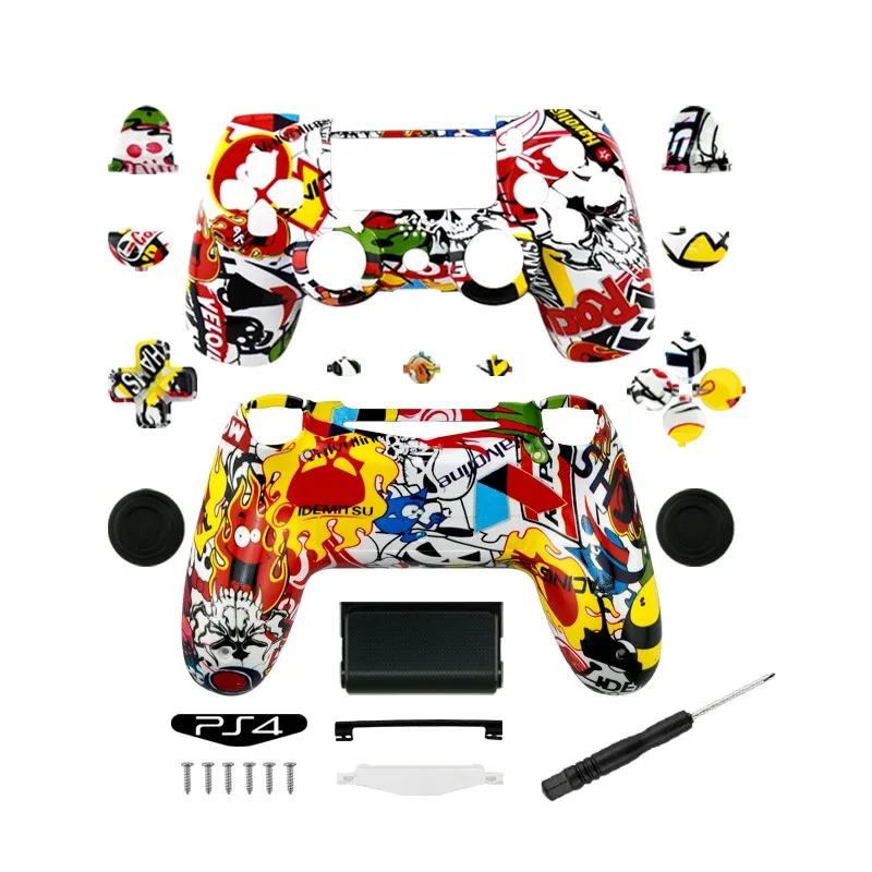 New arrival Custom Hydro Dipped Sticker Bomb Shell case for Sony PlayStation 4 PS4 dualshock 4 Wireless Controller with Buttons (1)