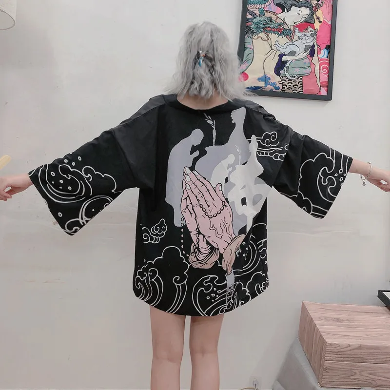 

Harajuku Kimono Women Loose Blouse Cardigan Summer Fashion Beach Style Outwear Unisex