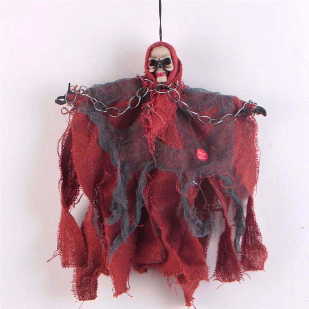 JX-LCLYL Halloween Party Bar Prop Decoration Voice Activated Hanging Skull Skeleton Ghost