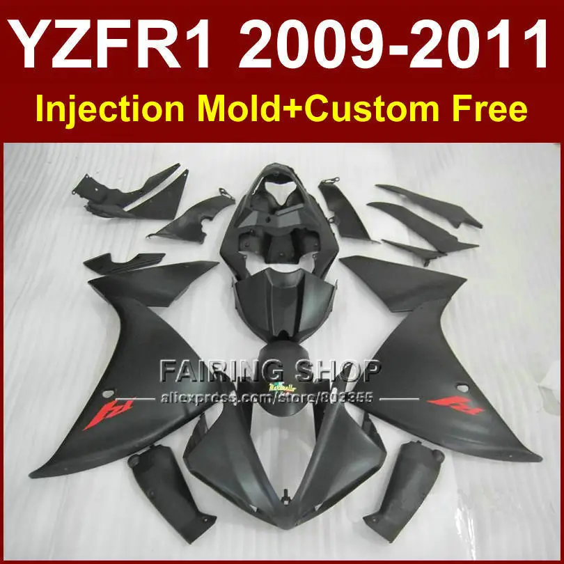Обтекатели для кузова мотоцикла YAMAHA YZFR1 100% 2009 2010 09 10 11 12 R1 черные YZF1000 + 7 подарков 2011