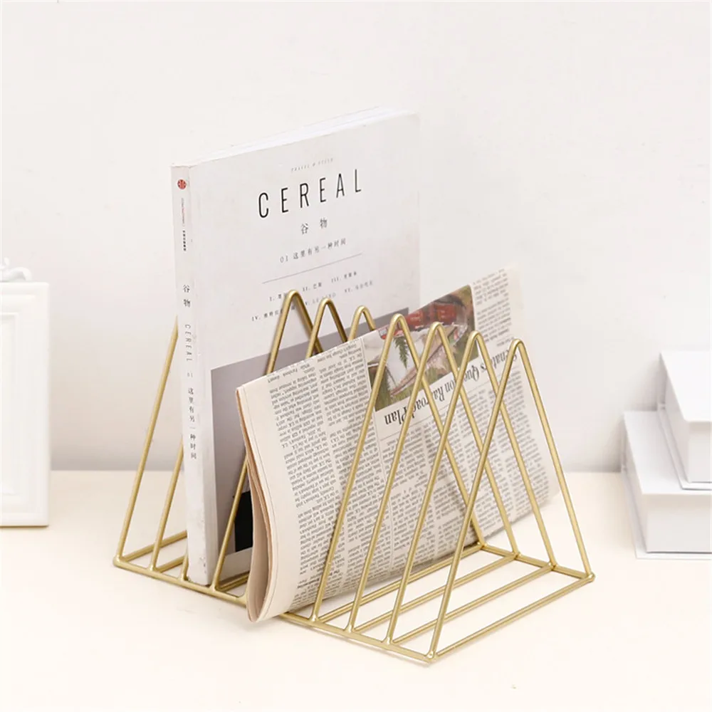 

Triangular Metal Table Storage Basket European Chic Nordic Desk Storage Basket Magazine Paper Documents Organizer Home Decor S L