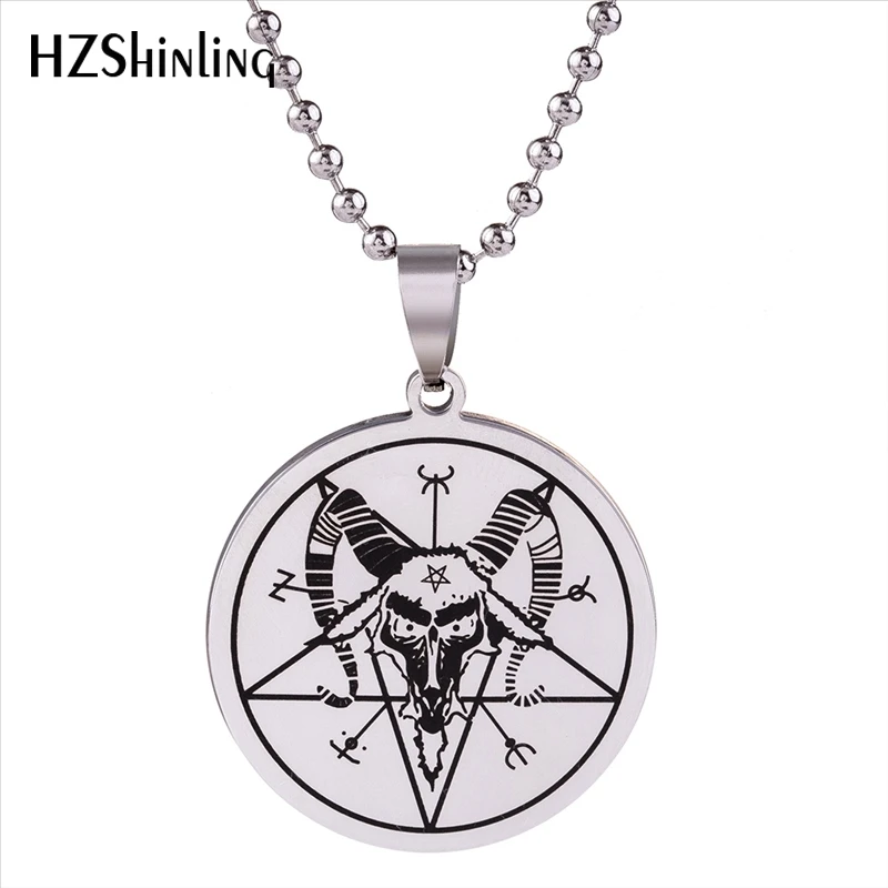 

2018 New Stainless Steel Baphomet Style Pendant Satanic Ritual Goat Necklace Trendy Men Women's Accessory Animal Necklaces HZ7