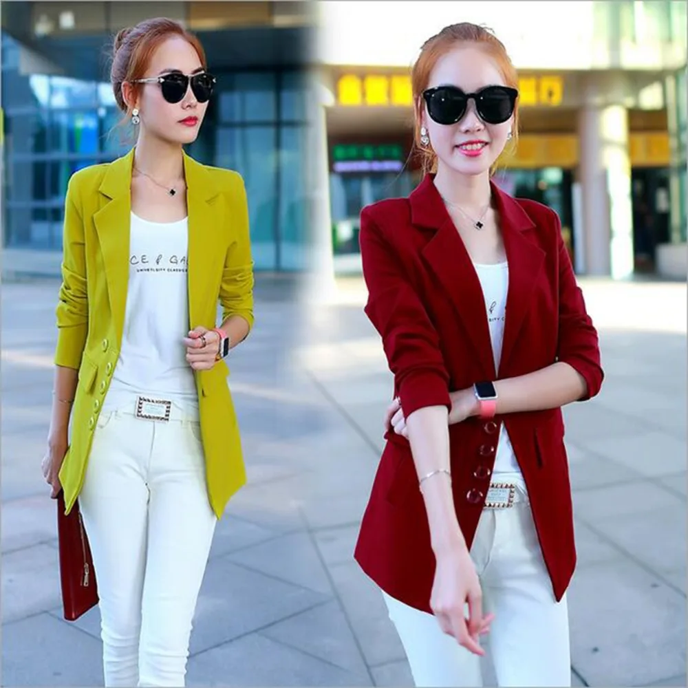 2016 New Autumn Winter Coat Female Suits Slim Long Sleeve In The Long Section Jacket Clothing LUCKY q0042