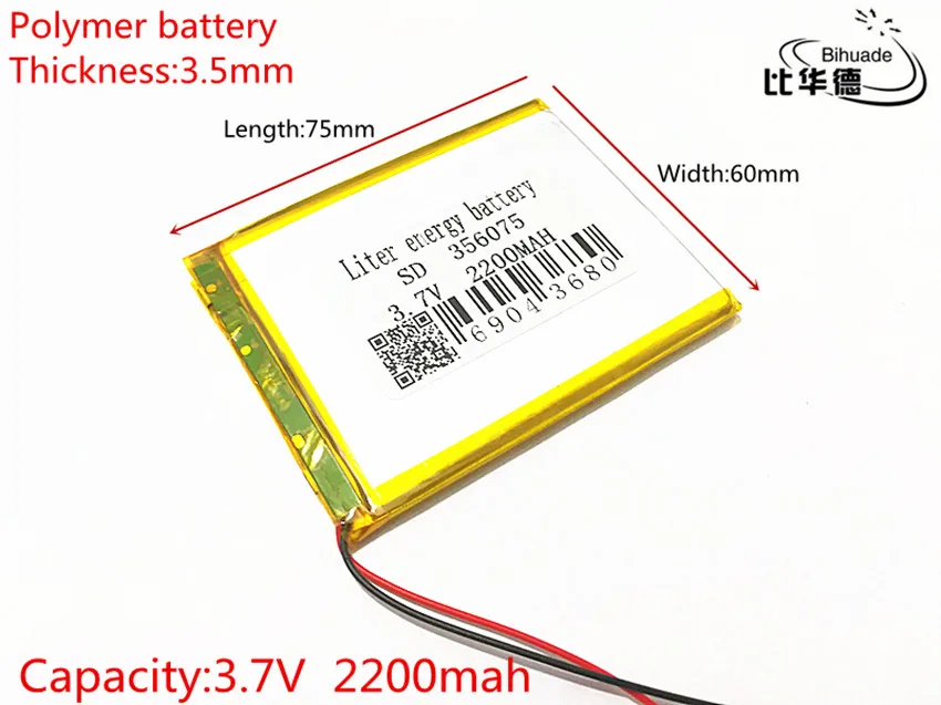 3,7 в 2200 мАч литий-полимерная LiPo аккумуляторная батарея для планшета gps psp Vedio игра электронная книга планшет ПК power Bank 356075