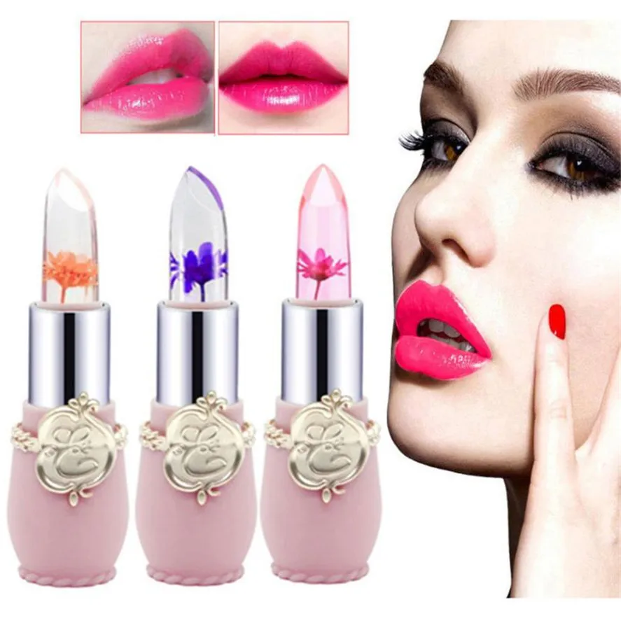 

New long lasting lipstick minfei 1PC cosmetics Bright Flower Crystal Jelly Lipstick Magic Temperature Change Color Lip Balm