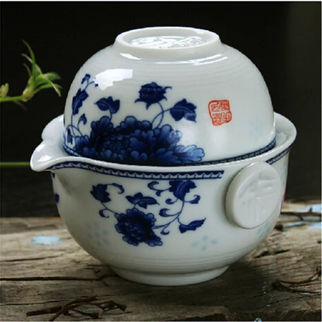 CJ226 чайный набор включает 1 чайник 1 чашку элегантный gaiwan красивый и легкий чайник синий и белый фарфоровый чайник - Цвет: A