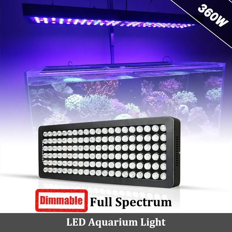 360W Full Spectrum LED Aquarium Dimmable Lights For Corel Reef Aquatic Weed Fish Tank Blue White Hanging Lamp +Remote Control
