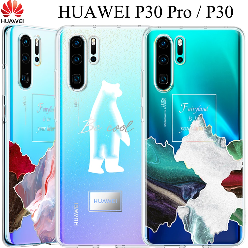 

HUAWEI P30 Pro Clear Case P30Pro Dual-layer Pattern Transparency Cover Huawei P30 Pro Transparent Plating Soft Tpu Full Case