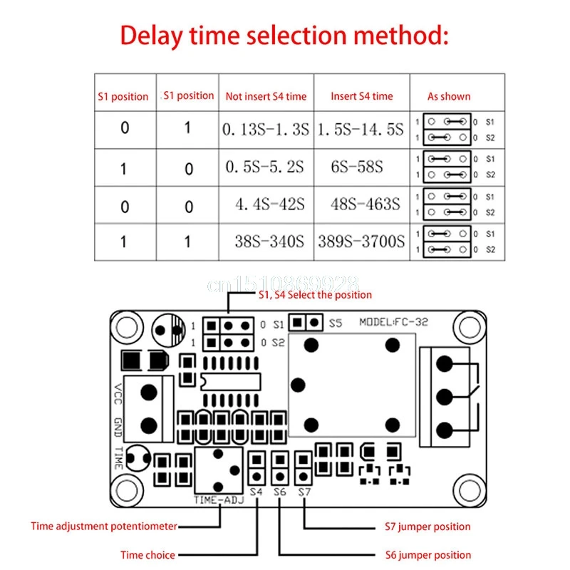 1 шт. реле задержки включения/задержки выключения модуль переключателя с таймером DC 12 В