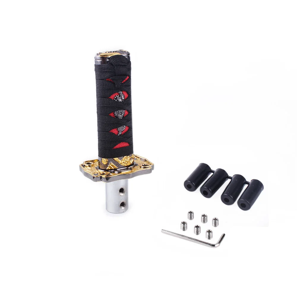 10cm Universal Katana Samurai Sword Gear Shift Knob Warrior Series Manual Stick Shift Knob with 4 Adapters Fits Most Vehicles - Название цвета: Black100