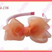 Новые 300 шт. Обувь для девочек головная повязка с 3-3.5 Шелковый цветок волос бант девушка органзы Hairbands