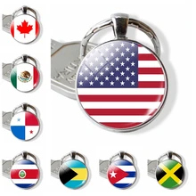 Дропшиппинг брелок с флагом страны в Соединенные Штаты, Канада, Коста-Рика флага Канады изображение Стекло брелок с кабошоном флаг, ювелирное изделие, подарок