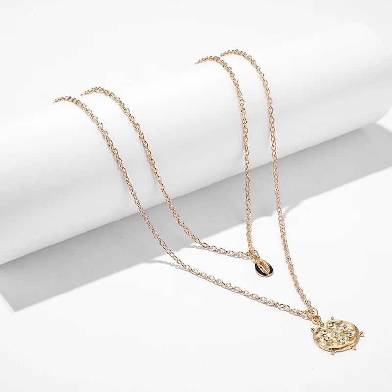 Новое богемное винтажное ожерелье-чокер с двойной оболочкой ананаса для женщин пляжное многослойное Золотое Серебряное колье из сплава