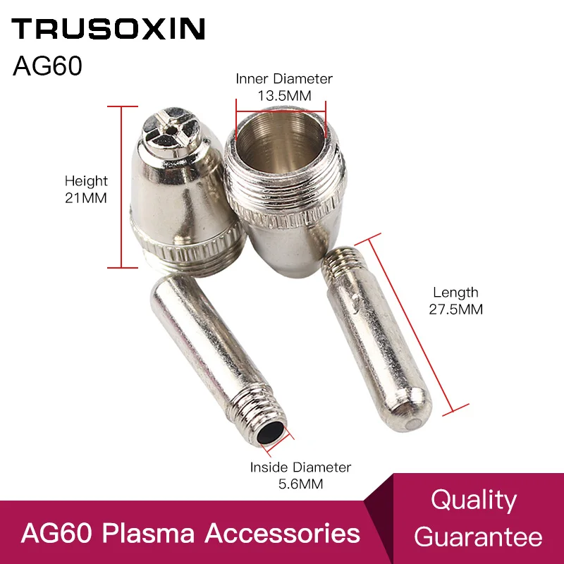 30PCS Air Plasma Cutter AG-60 Cutting torch/gun Head Consumable CUT40/50/60A tips Electrodes groove shiled cups