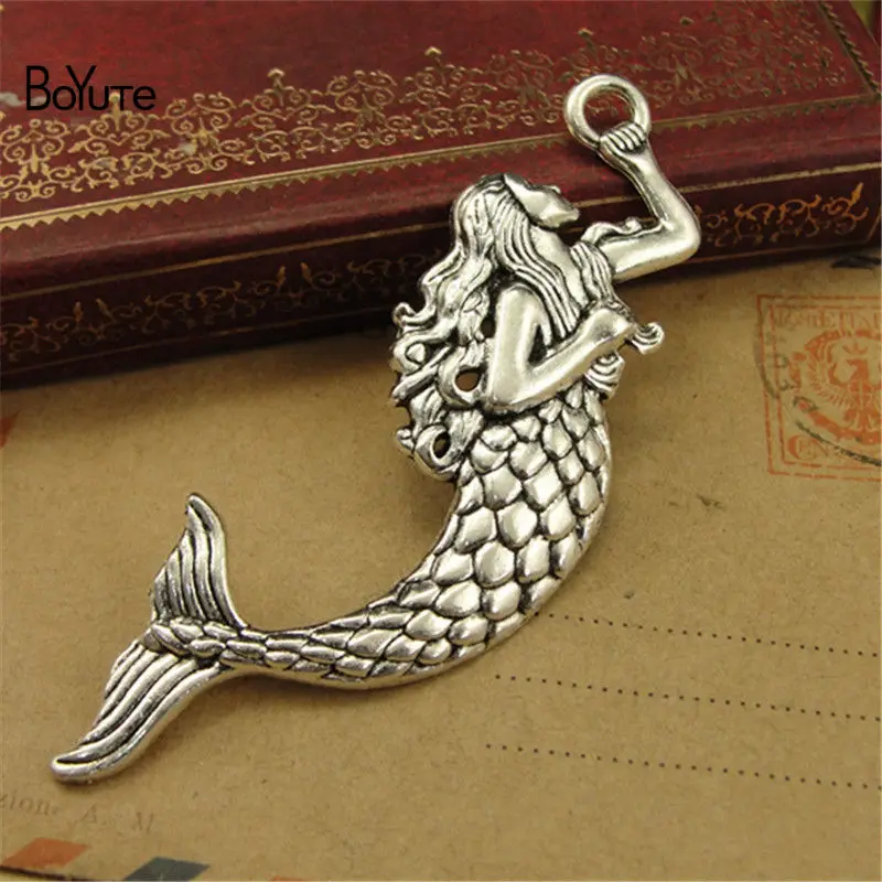 BoYuTe (30 PiecesLot) Antique Bronze Silver Mermaid Pendant Charms Diy Hand Made Jewelry Accessories (5)