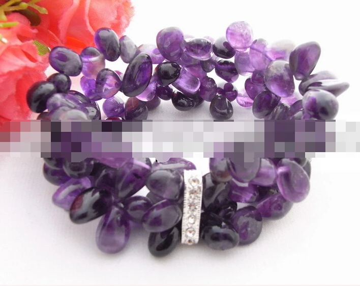 

FREE SHIPPING>>>@@ > 09507 3Strands Natural Amethyst Bracelet