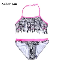 От 9 до 16 лет купальные костюмы большого размера для девочек, комплект бикини из двух предметов для девочек пляжная одежда детские купальные костюмы для девочек милый купальный костюм, G1-K370