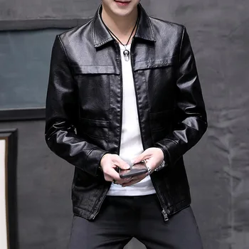 

Fall 2020 new men's PU leather leather jacket lapel cultivate one's morality leisure youth