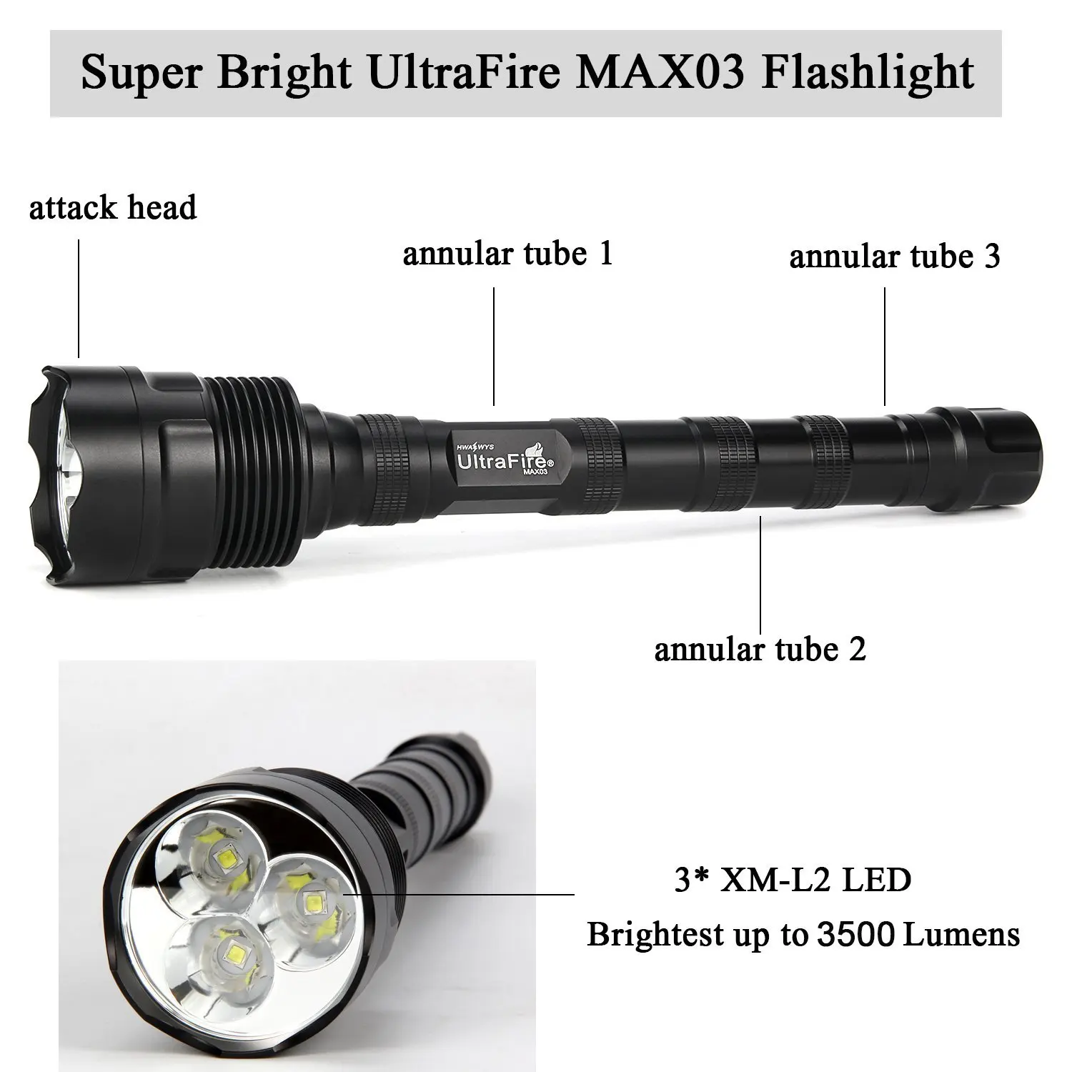 Caña mundo locutor UltraFire linterna LED 18650, XM L2, 3800 lúmenes, interruptor táctico de  caza, Bombilla transmisor|Linternas y antorchas| - AliExpress