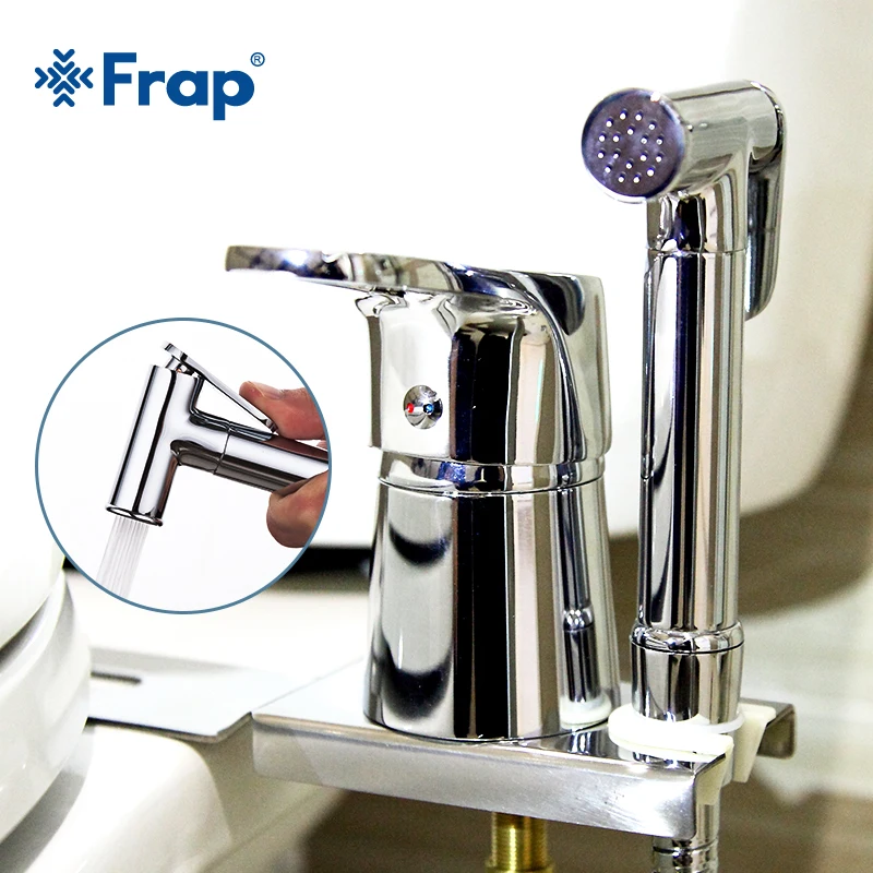 FRAP Bidets new chrome solid brass handheld bidet toilet portable bidet shower set with hot