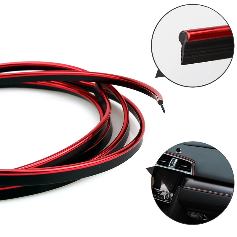 1PCS 5M Car Interior Mouldings Trim Line 3D Strips Door Dashboard Edge