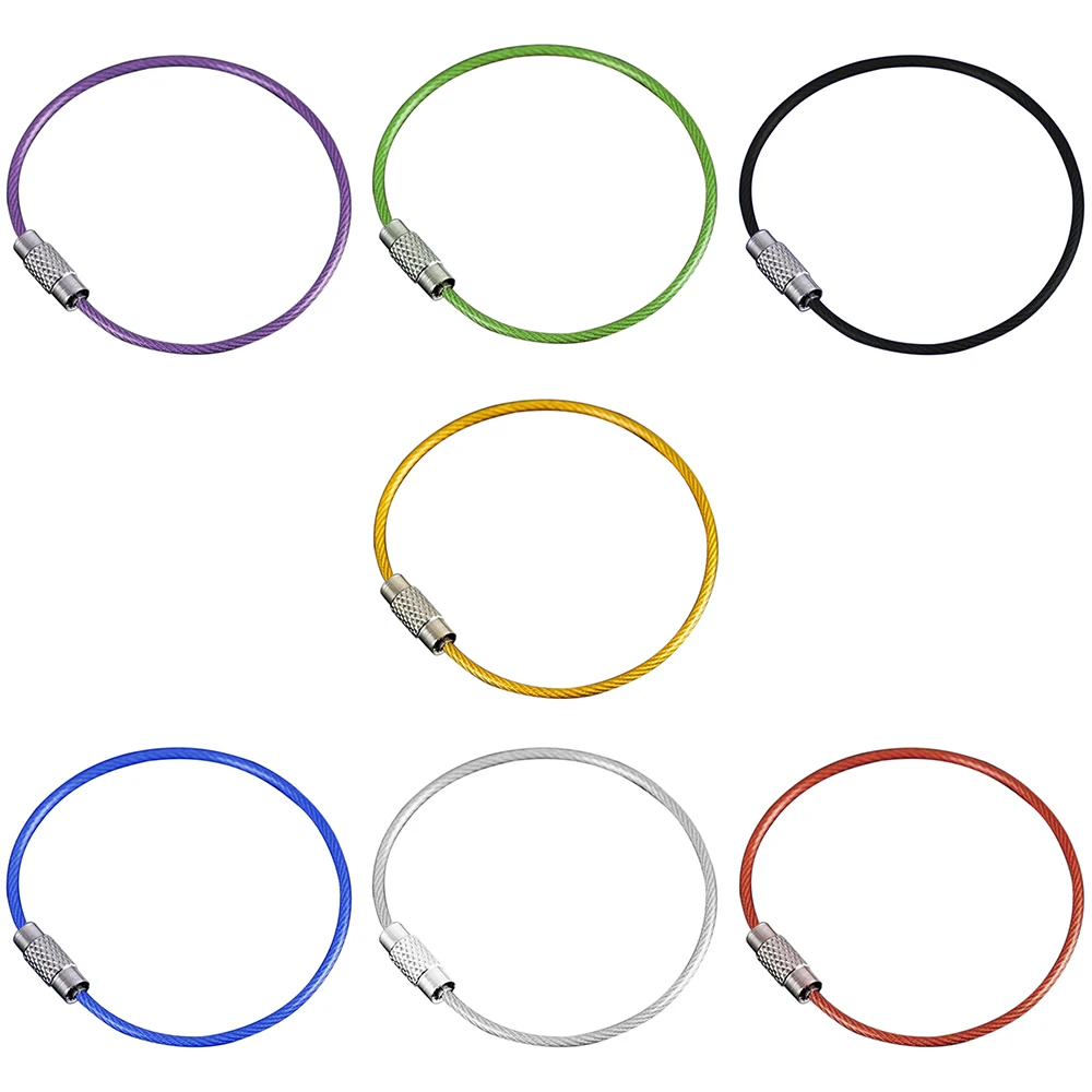 

10Pcs Colorful Stainless Steel Wire Keychain Rope Key Chain Aircraft Gear Cable Ring Keyring for Outdoor Hiking