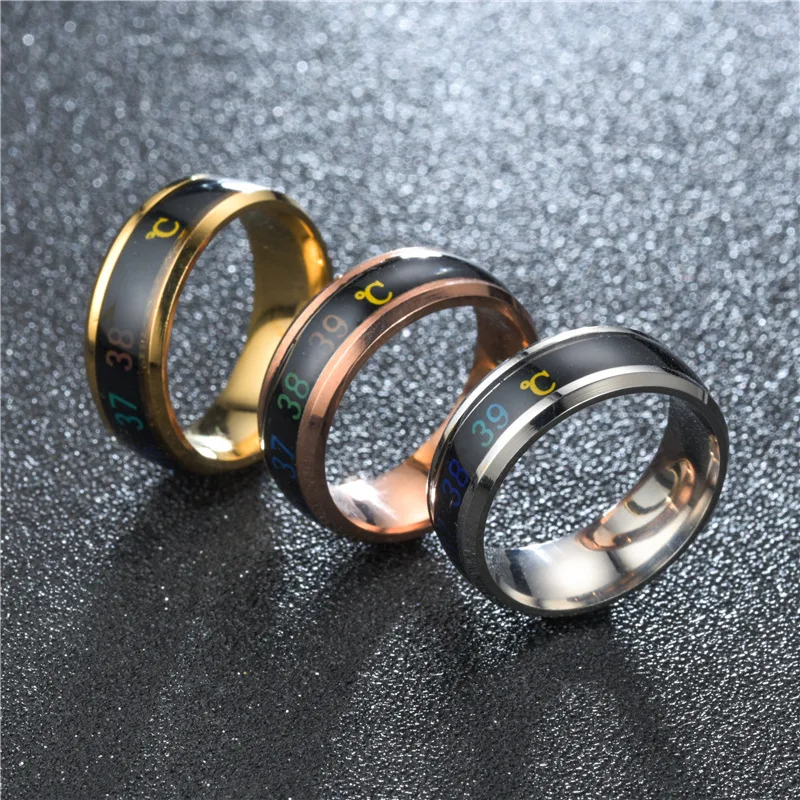 DAIDAIGZ Multifunctional Waterproof Temperature Rings for Women Men Stainless Steel Sense Celsius Intelligent Smart Ring Finger Jewelry