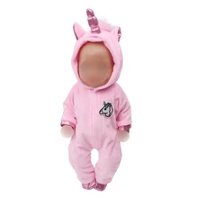 43 см Детские куклы одежда новорожденный Милый Розовый Единорог платье детские игрушки комбинезон подходит Американский 18 дюймов куклы для девочек zf10