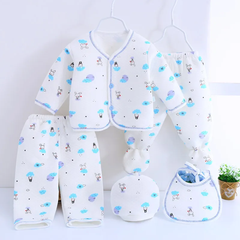 blue rabbit 5 шт./компл. для детей от 0 до 6 месяцев Одежда для новорожденных Infand для маленьких мальчиков и девочек на зиму и весну, Костюмы хлопковые носки с рисунком для малышей и детей, нижнее бельё для девочек подарок - Цвет: blue rabbit