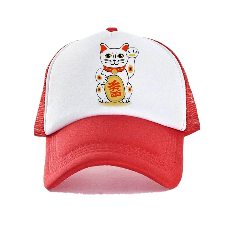 Japanese Maneki Neko Trucker Hat Women Men Beckon Welcoming Fortune Cat Cap Cute Fengshui Lucky Cat Baseball Caps Hats Yf004 Baseball Caps Aliexpress