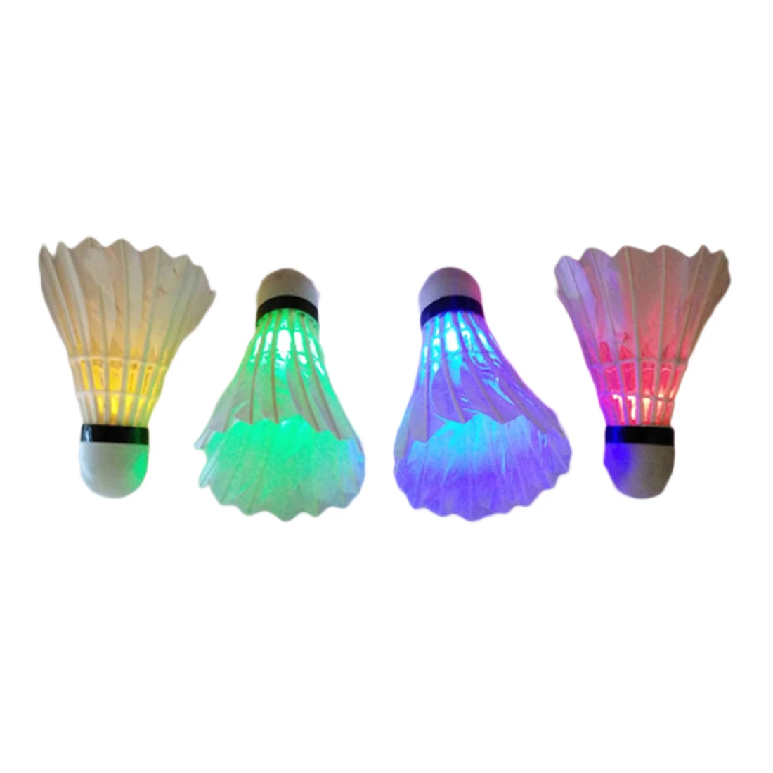 Nueva 4 unids colorido LED badminton shuttlecock bola pluma resplandor en accesorios al aire libre del deporte de la hospitalidad Nueva 4 unids colorido LED badminton shuttlecock bola pluma resplandor en accesorios al aire libre del deporte de la hospitalidad