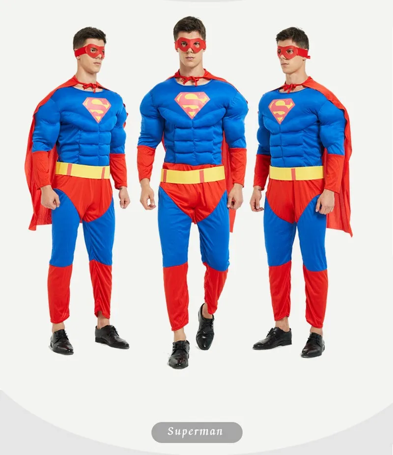 Косплей Взрослый Костюм мускула героя Халк, Человек-паук Бэтмен Железный человек Супермен и другие Супергерои Мстители игровые костюмы - Цвет: Surperman