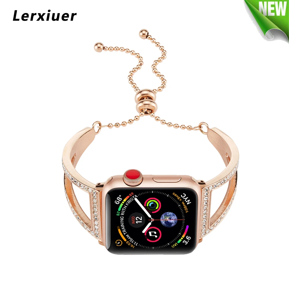 Нержавеющая сталь Diamond ремешок для мм Apple Watch 4 группа 44 мм 40 Iwatch серии 3 2 1 мм 42 38 мм для женщин запястье браслет ремень