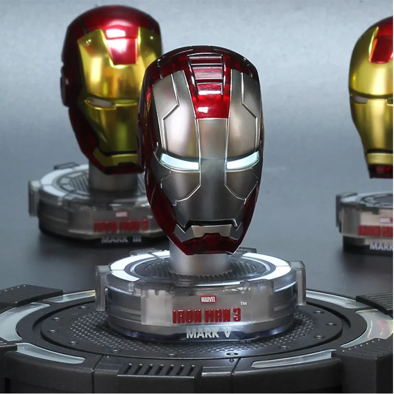 7 шт./компл. KA Мстители Superhero1: 5 Железный человек Шлем гальваническим версия осветить металлический фигурку Коллекционная модель игрушки