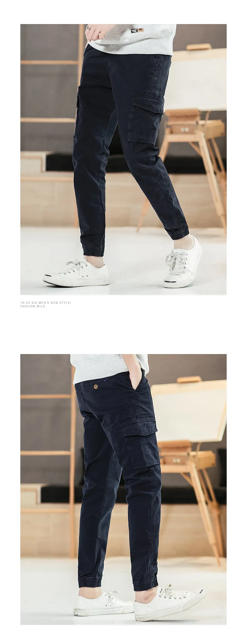 Мужские Slim Fit Штаны карго с множеством карманов Брюки Мужской Твердые новые бегунов высокое Качественный хлопок длинные брюки Размеры 28-38, G3552
