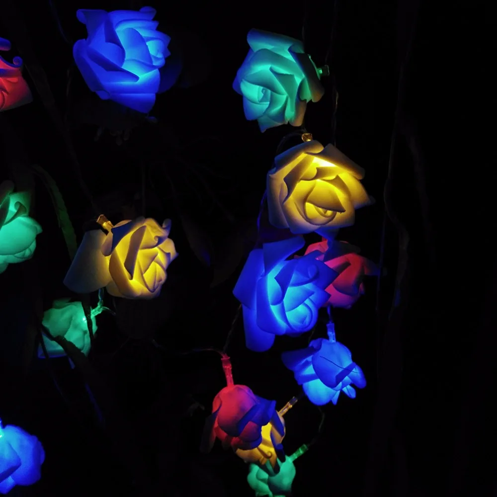 LED rose flower light;20pcs per string;with battery box(battery not included) (9)
