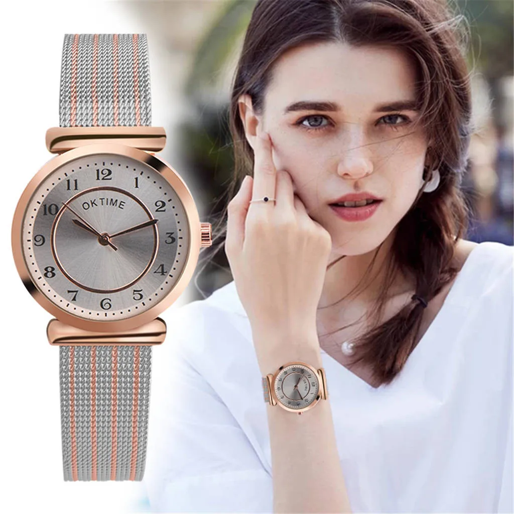 

Fashion Small Fresh Room Silver Rose Gold Strap Girl Watch