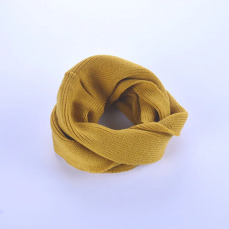 Yellow VISROVER/вязаный шарф-снуд для девочек и мальчиков, детский снуд с кольцом и бахромой, шарфы с петлей на шее, теплые шарфы, шейный платок - Цвет: Yellow
