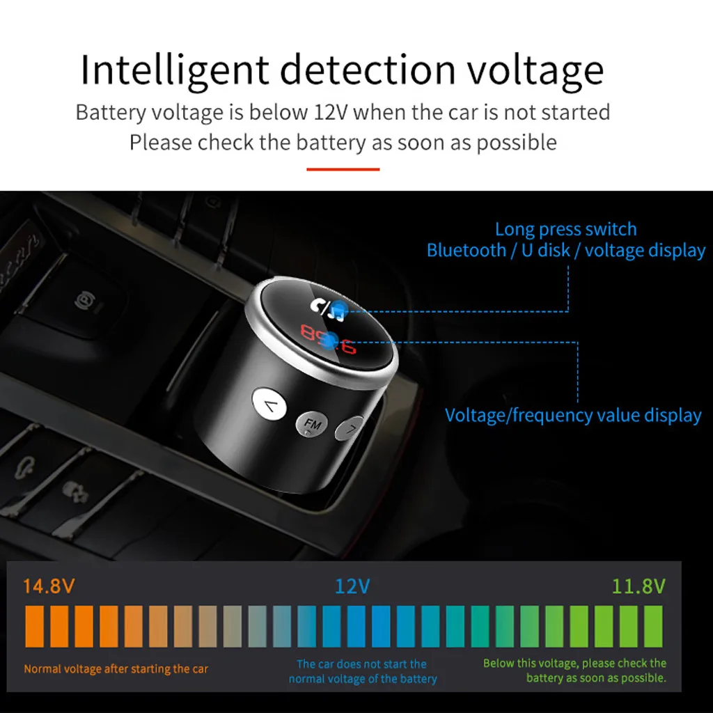 Bluetooth ручной fm-передатчик музыкальный mp3-плеер адаптер Светодиодный дисплей частоты двойной порт USB зарядное устройство# H