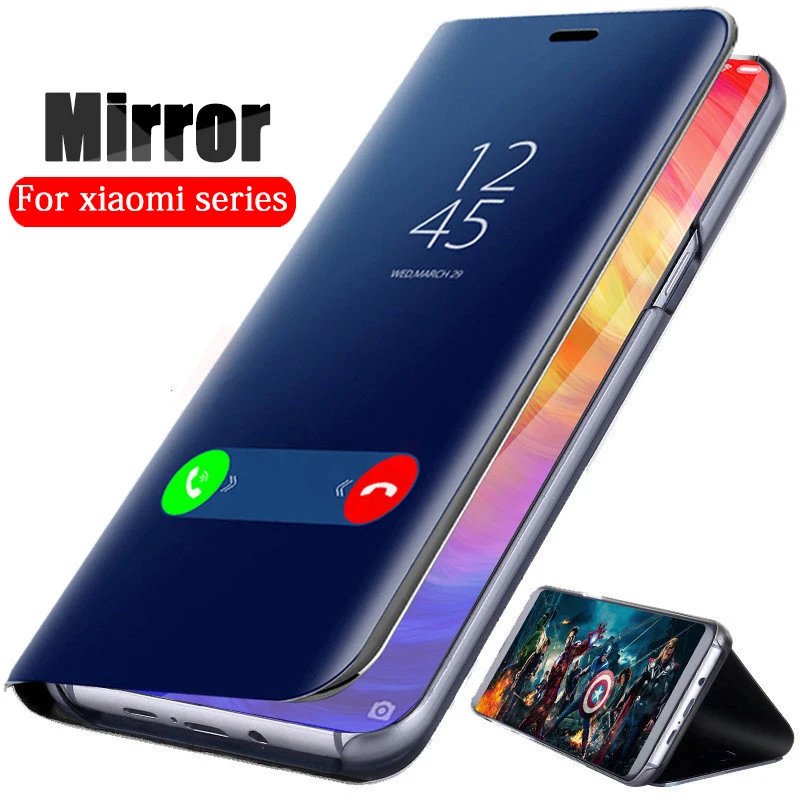 

Luxury Mirror Leather Flip Case Redmi Note 7 6 5 Pro Go 6A Y1 s2 Cases For Xiaomi mi 9 se 8 A2 Lite 6X play max 3 poco F1 Cover