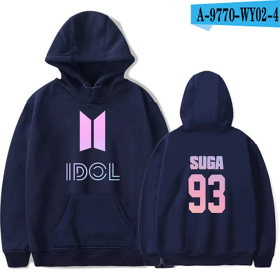 BTS IDOL корейский свитер с капюшоном Sudadera Mujer пот Femme Kpop для женщин синий мода СУГА пот Moleton пуловеры для Bts одежда