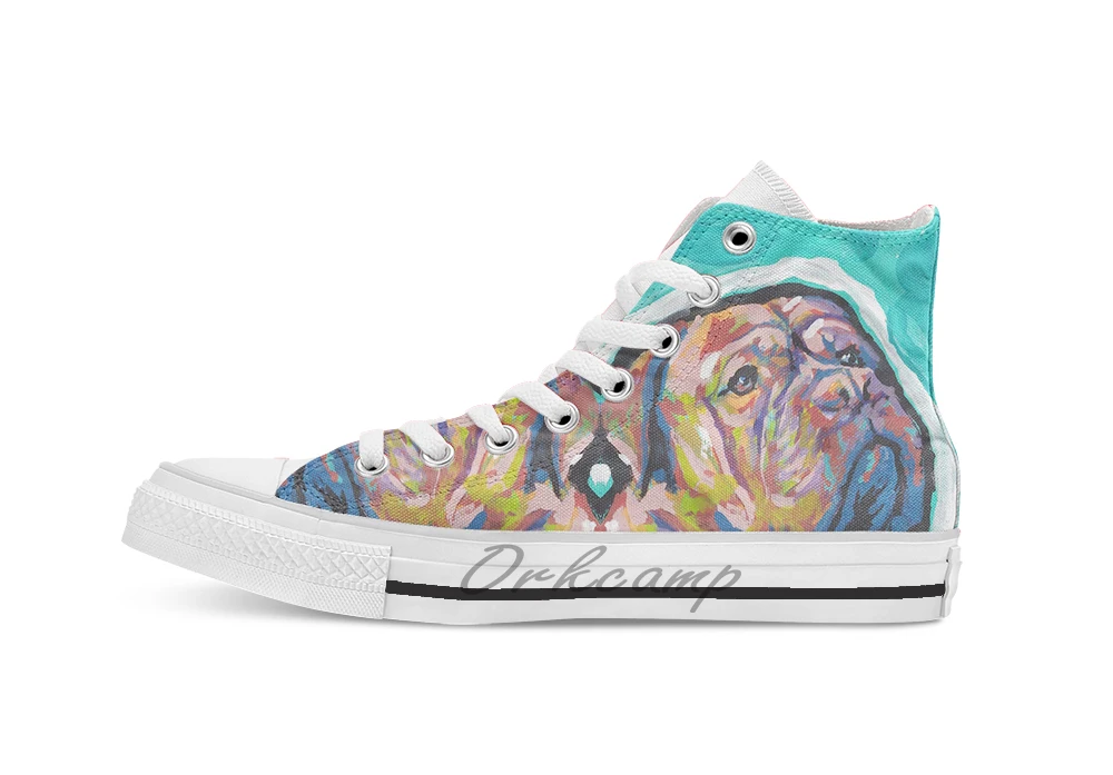 

Dogue De Bordeaux Dog Bright colorful pop dog art Unisex High Top Canvas flat Casual Custom shoes Drop Shipping