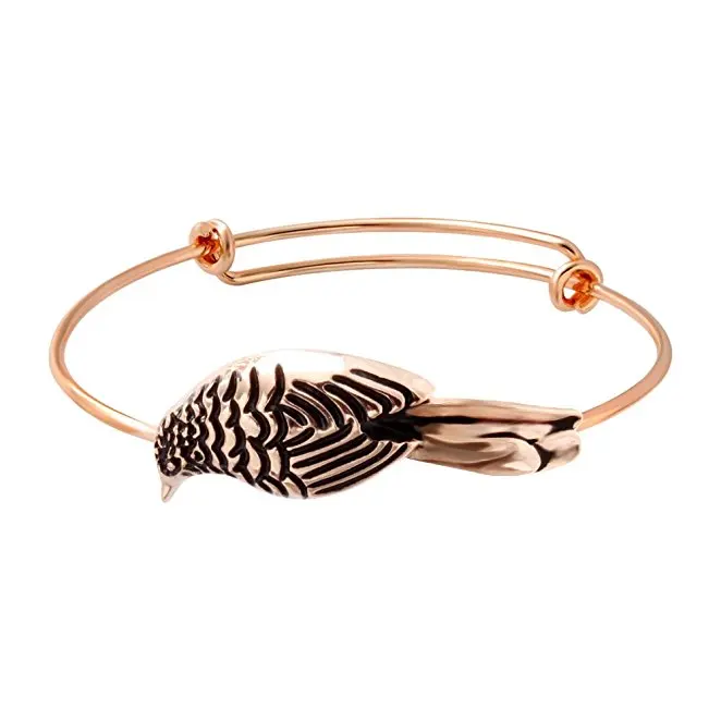 Rose gold Женский Прекрасный Птица Дизайн Расширяемый Браслет 3 цвета регулируемая проводки браслет Простой браслет - Окраска металла: Rose gold