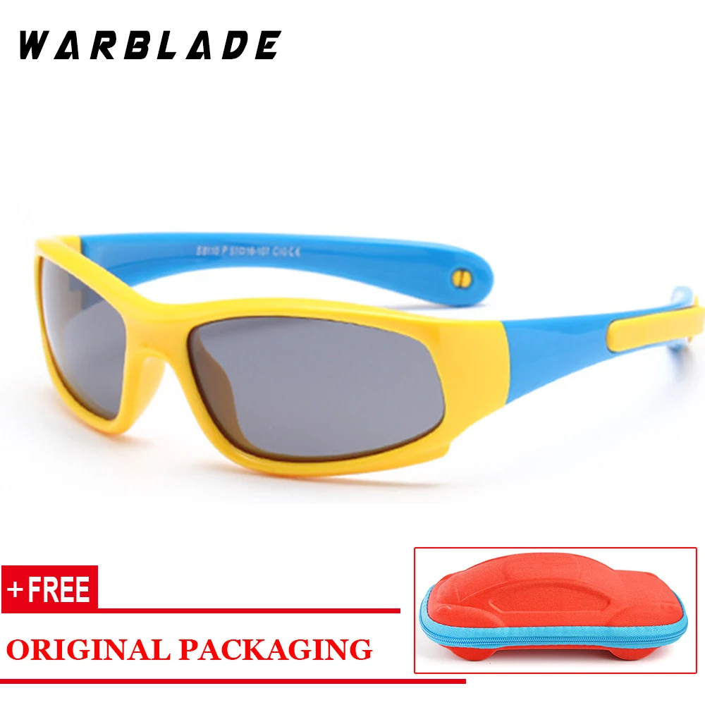 WarBLade высокое качество Детская безопасность солнцезащитные очки для мальчиков и девочек Детские поляризационные солнцезащитные очки с силиконецаином спортивные очки - Цвет линз: yellow blue