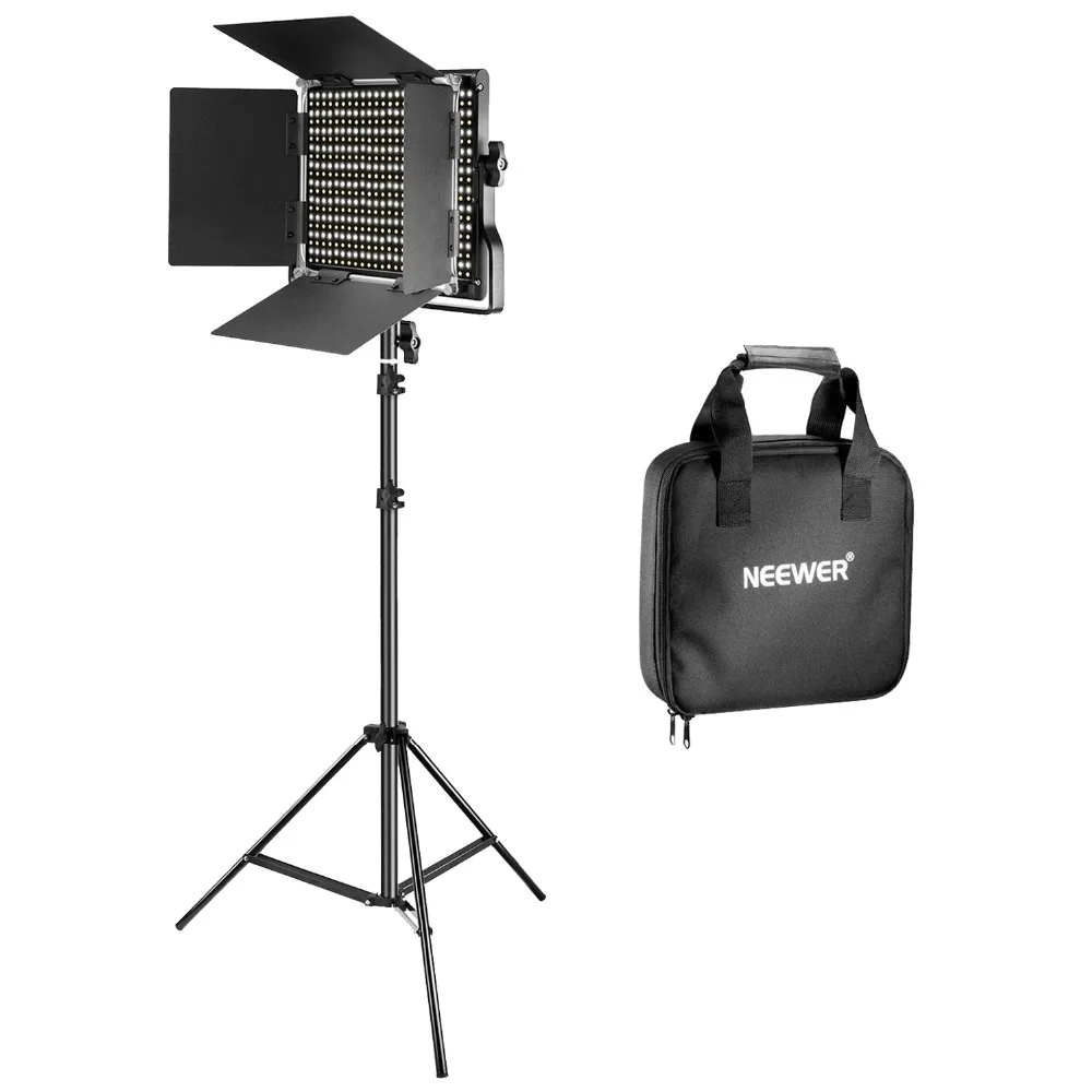 

Neewer Bi-Color 660 LED Video Light Stand Kit includes 3200k-5600K CRI dimmable light with U bracket/barn door and light booth