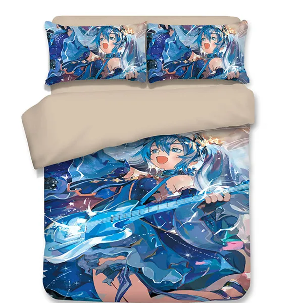 style 6 Японское аниме Hatsune Мику постельного белья покрывало Стёганое одеяло наволочка 3 шт. пододеяльник устанавливает розовый белый Королева Король постельное белье - Цвет: style 6